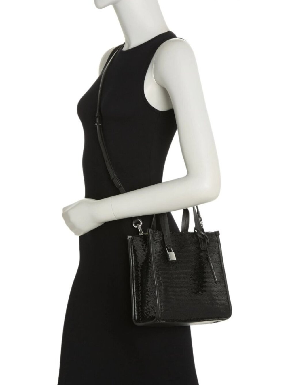 Marc Jacobs Women's Mini Grind Sequin Tote Crossbody Shoulder Bag Purse Black - Picture 7 of 7